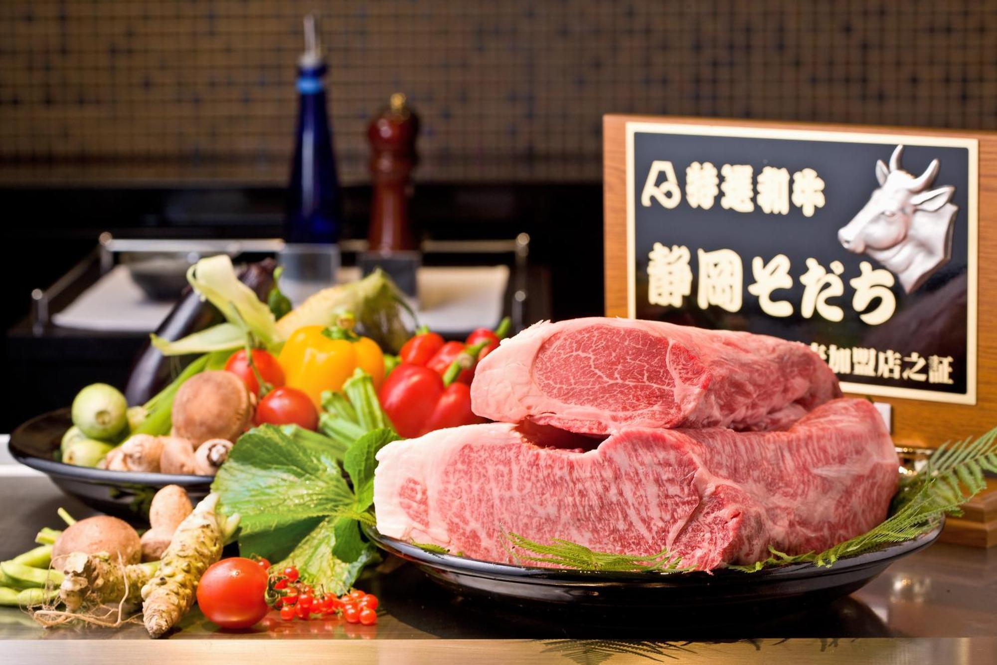 Hotel Associa Shizuoka Exterior photo A Japanese restaurant with a sign advertising the use of horse meat